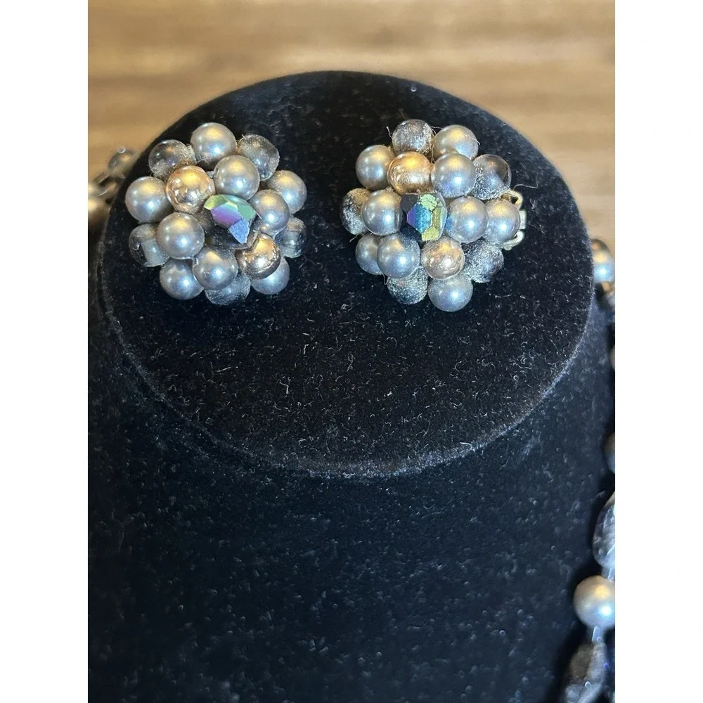 Vintage Multi Strand Necklace Clip On Earrings Set Japan